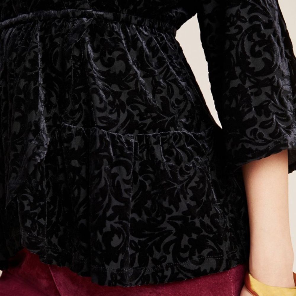 *Anthropologie Burnout Velvet Top Size XS - Picture 2 of 5